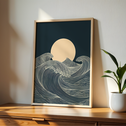 Moon and Waves